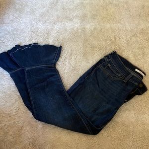 Levi’s scalloped bell bottom dark wash jeans